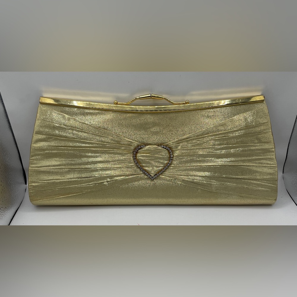 Elegant Gold Clutch with Heart Accent